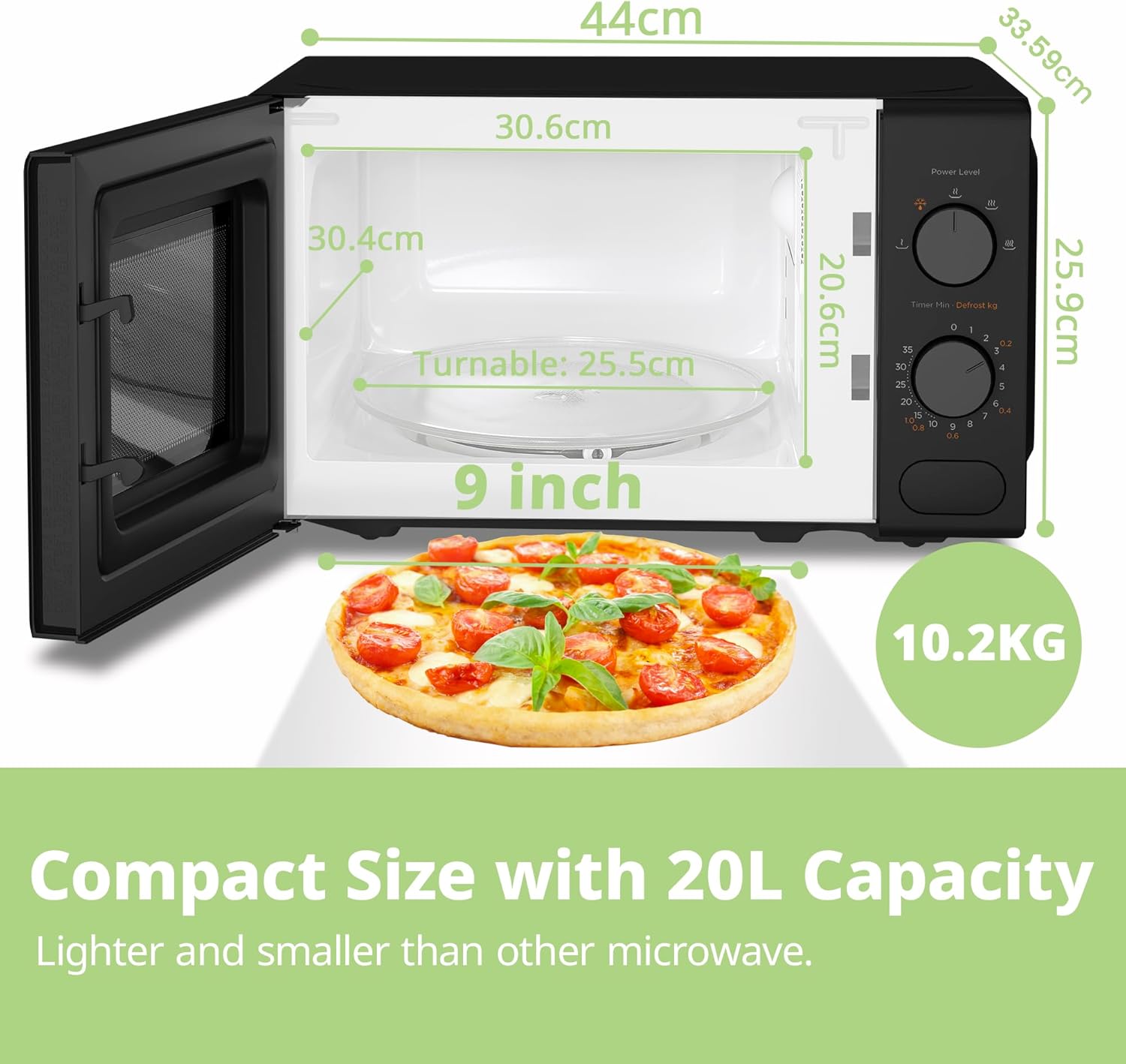 COMFEE' 20L Compact Microwave | 700W Manual Control Countertop Microwave - Image 3