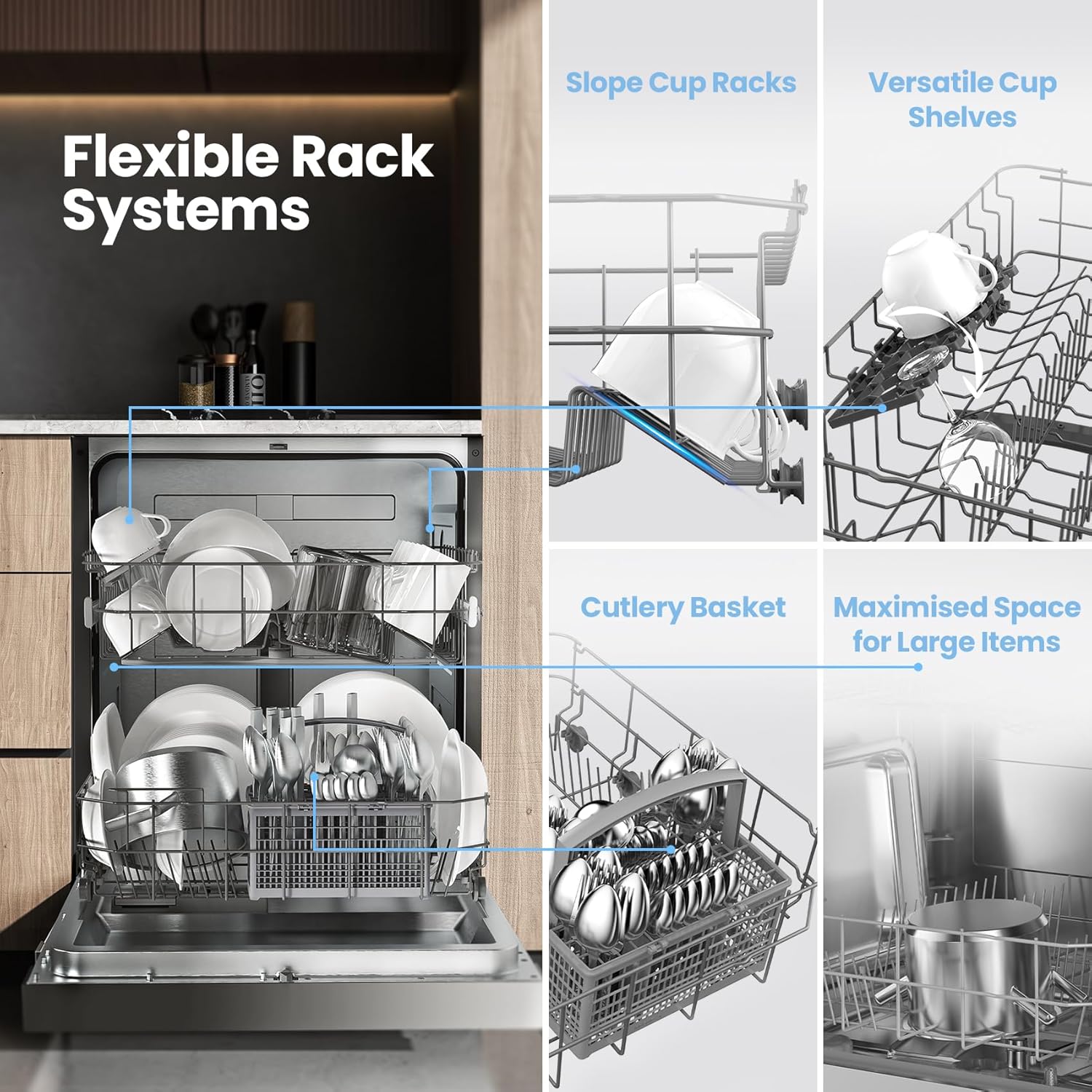 COMFEE' Full Size 60cm Black | 12-Place Freestanding Dishwasher - Image 2