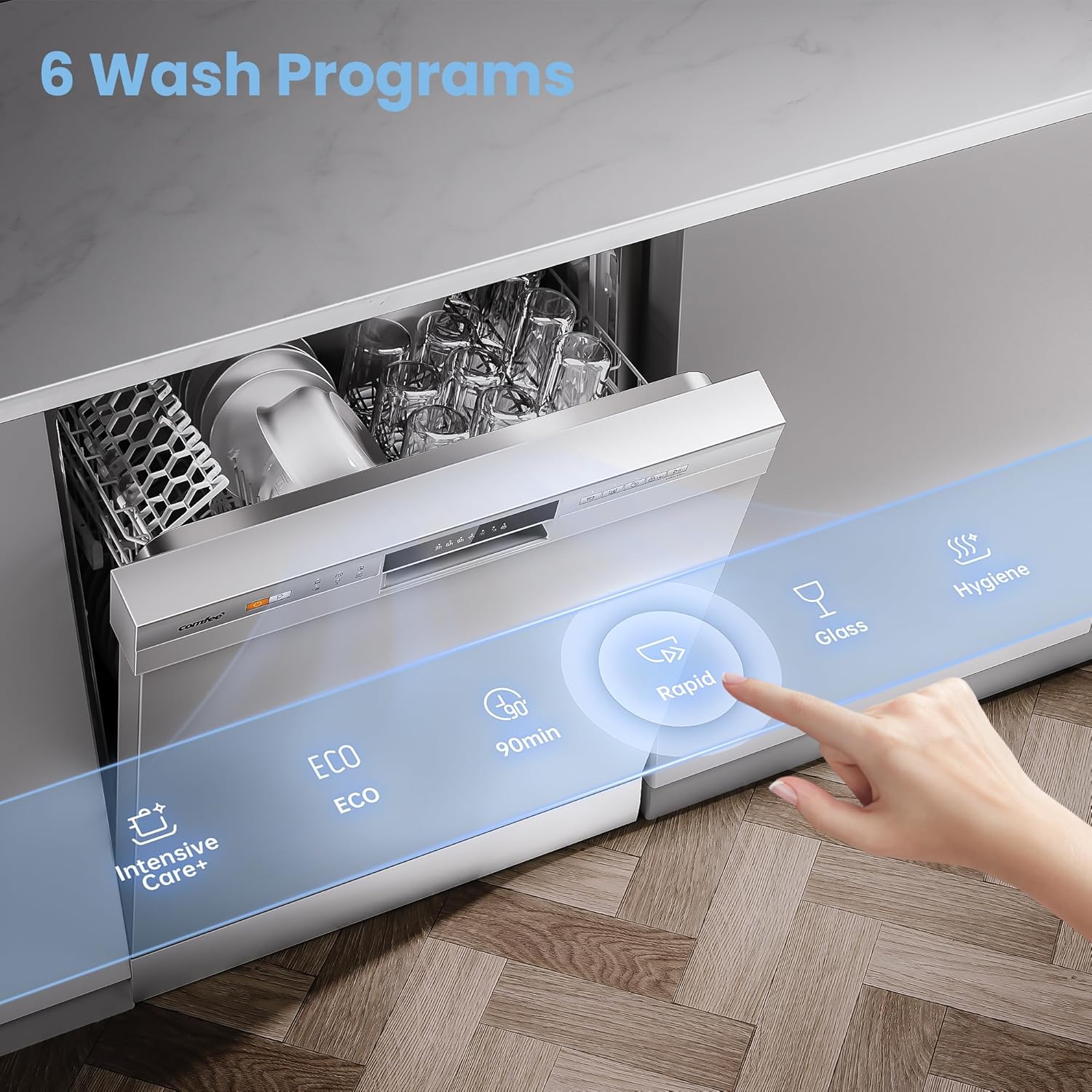 COMFEE' Full Size 60cm White | 12-Place Dishwasher UK - Image 5