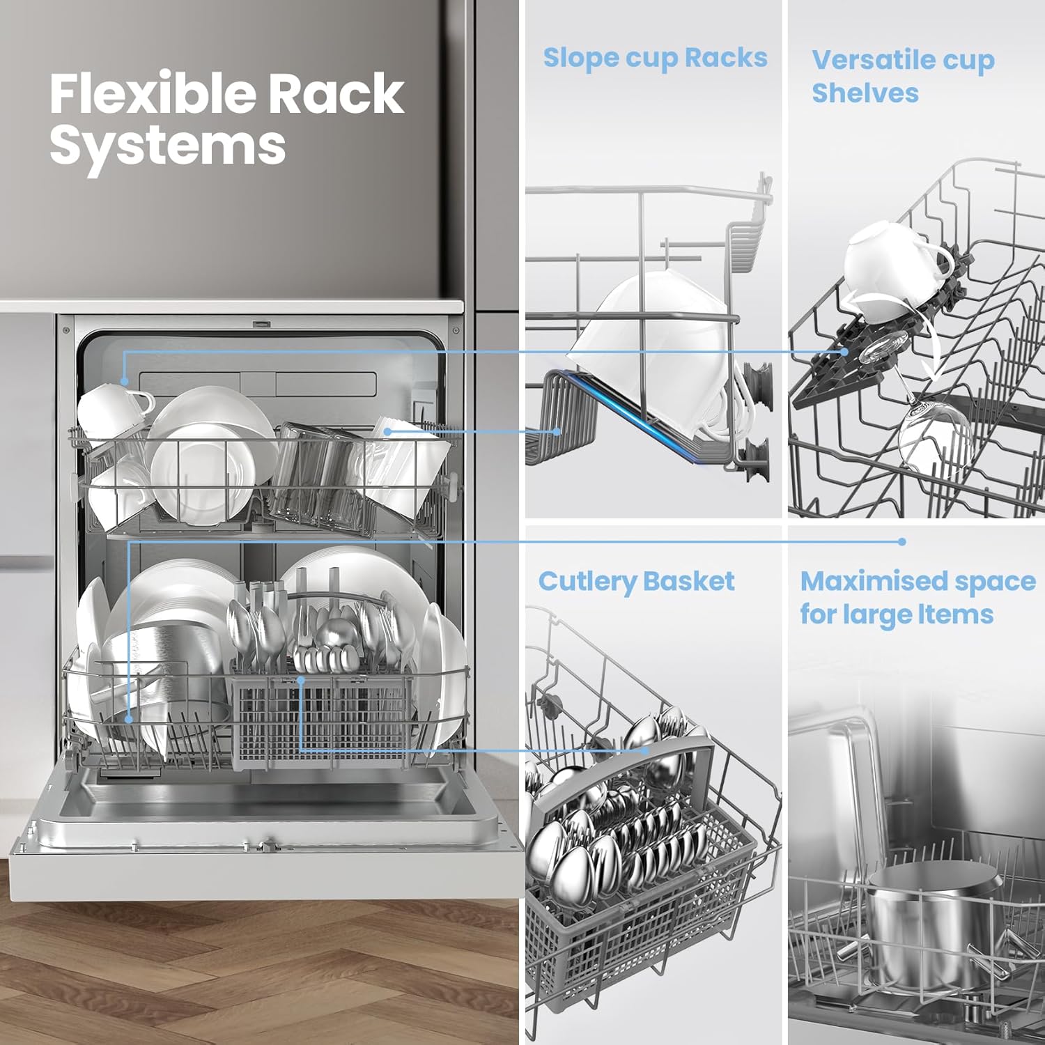 COMFEE' Full Size 60cm White | 12-Place Dishwasher UK - Image 2