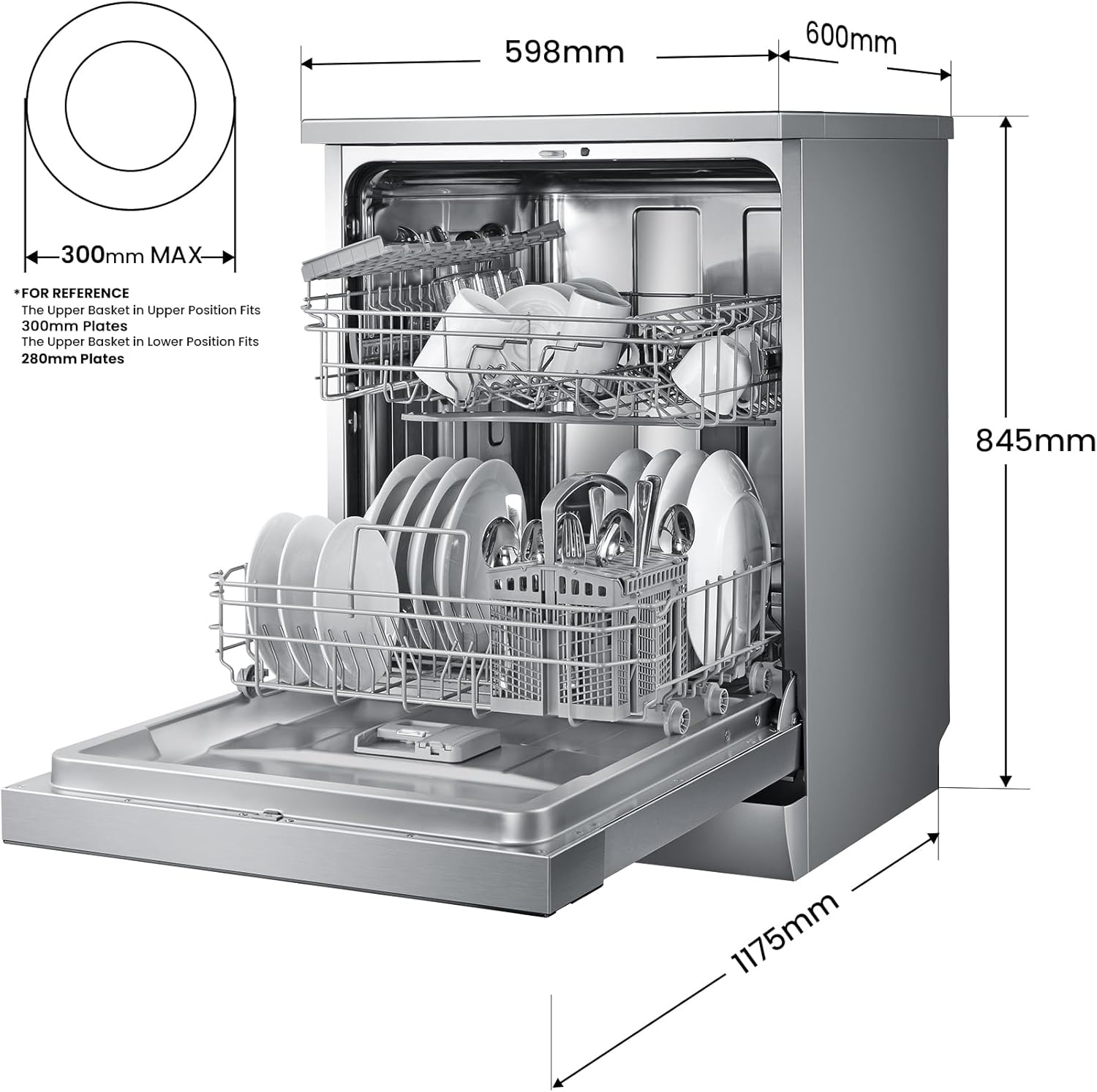 COMFEE' Full Size 14 Place Dishwasher | 44dB Silent-Tech | Stainless Steel - Image 3