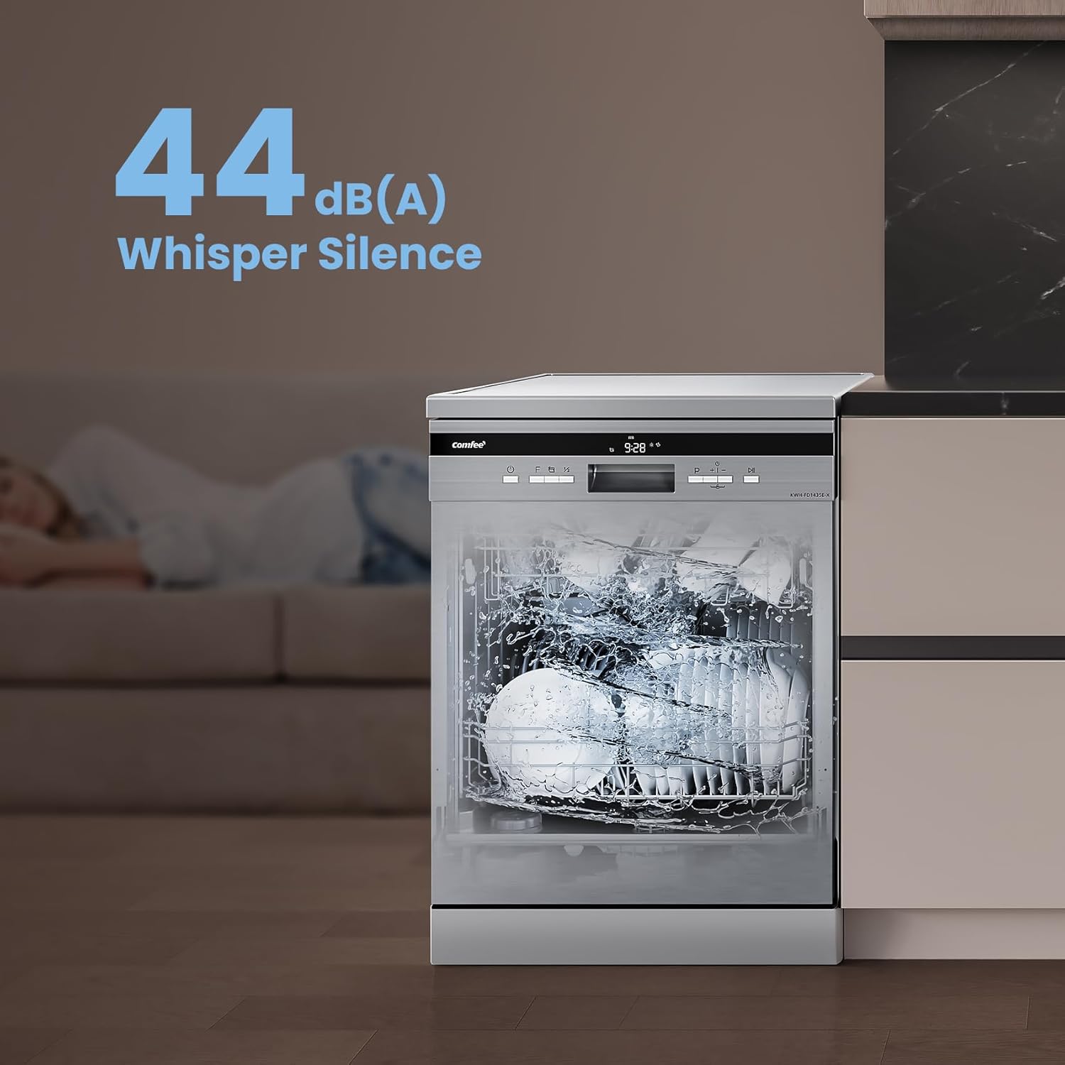 COMFEE' Full Size 14 Place Dishwasher | 44dB Silent-Tech | Stainless Steel - Image 6