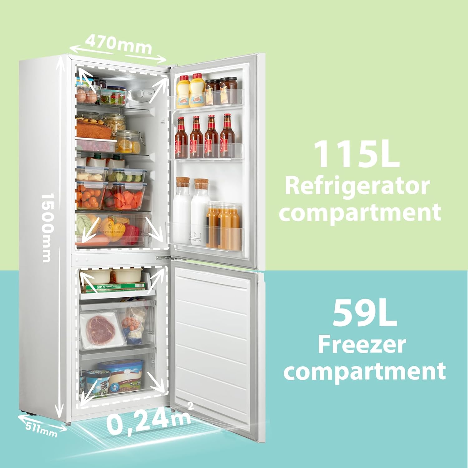 COMFEE RCB169BL2UK(E) | 174L Freestanding Fridge Freezer - Low Frost White Refrigerator - Image 3
