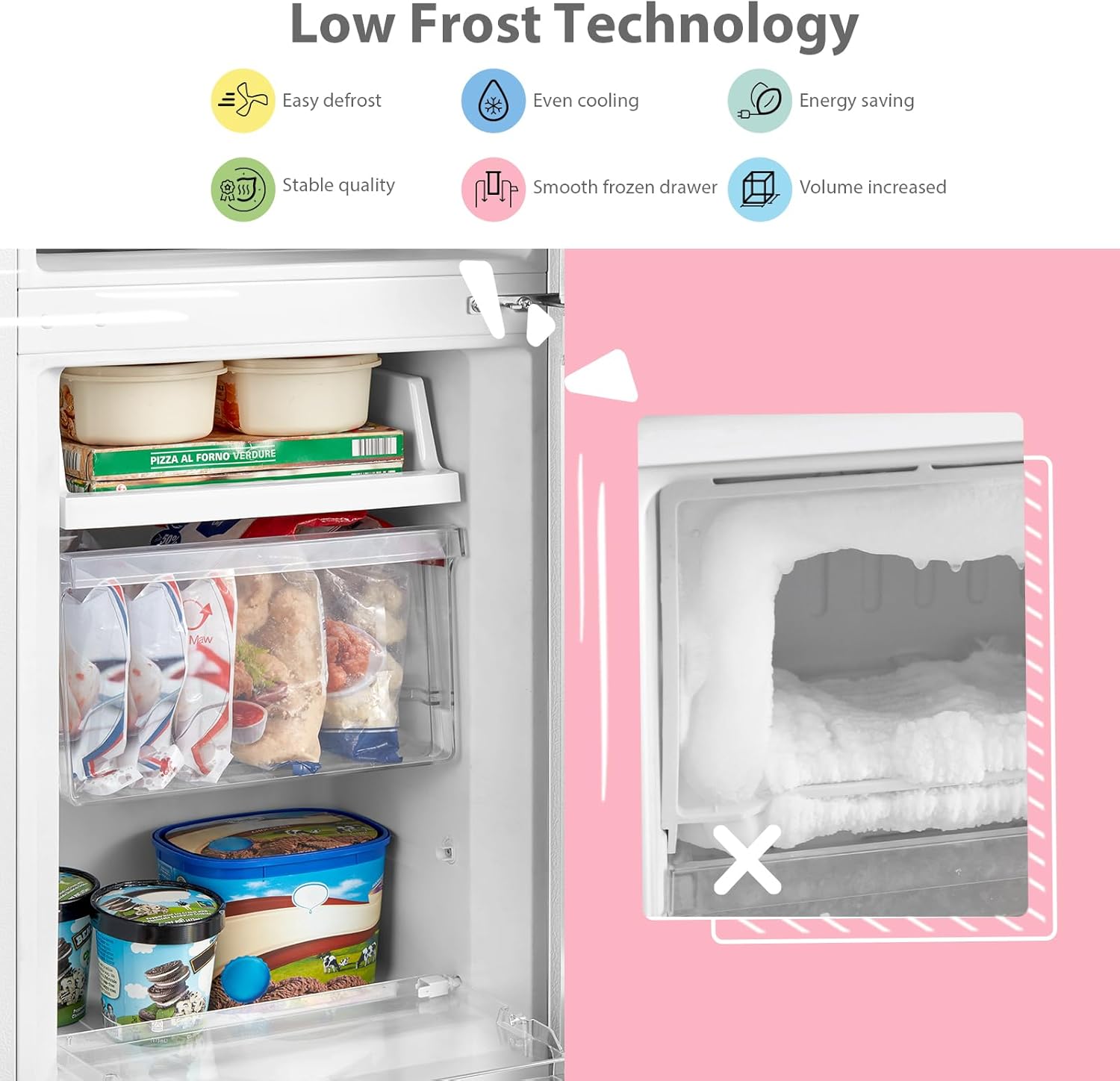 COMFEE RCB169BL2UK(E) | 174L Freestanding Fridge Freezer - Low Frost White Refrigerator - Image 4