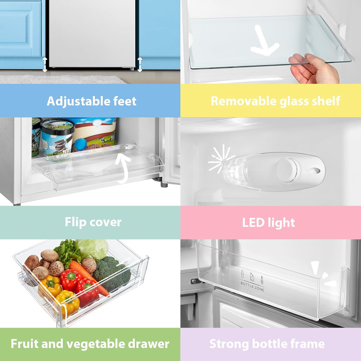 COMFEE RCB169BL2UK(E) | 174L Freestanding Fridge Freezer - Low Frost White Refrigerator - Image 6