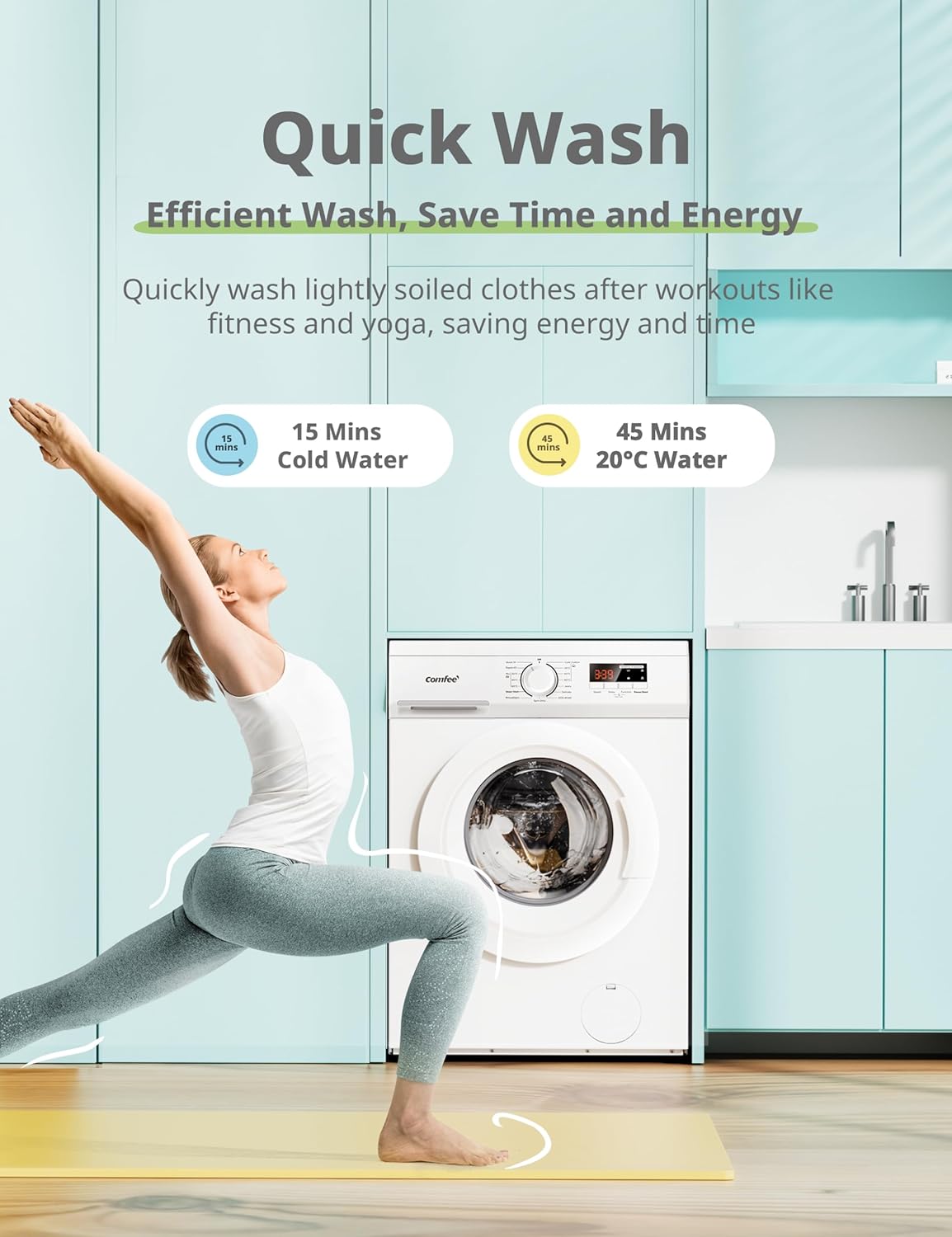 COMFEE' 9KG Freestanding Washing Machine | 1400RPM Steam Wash with BLDC Inverter Motor - Image 6