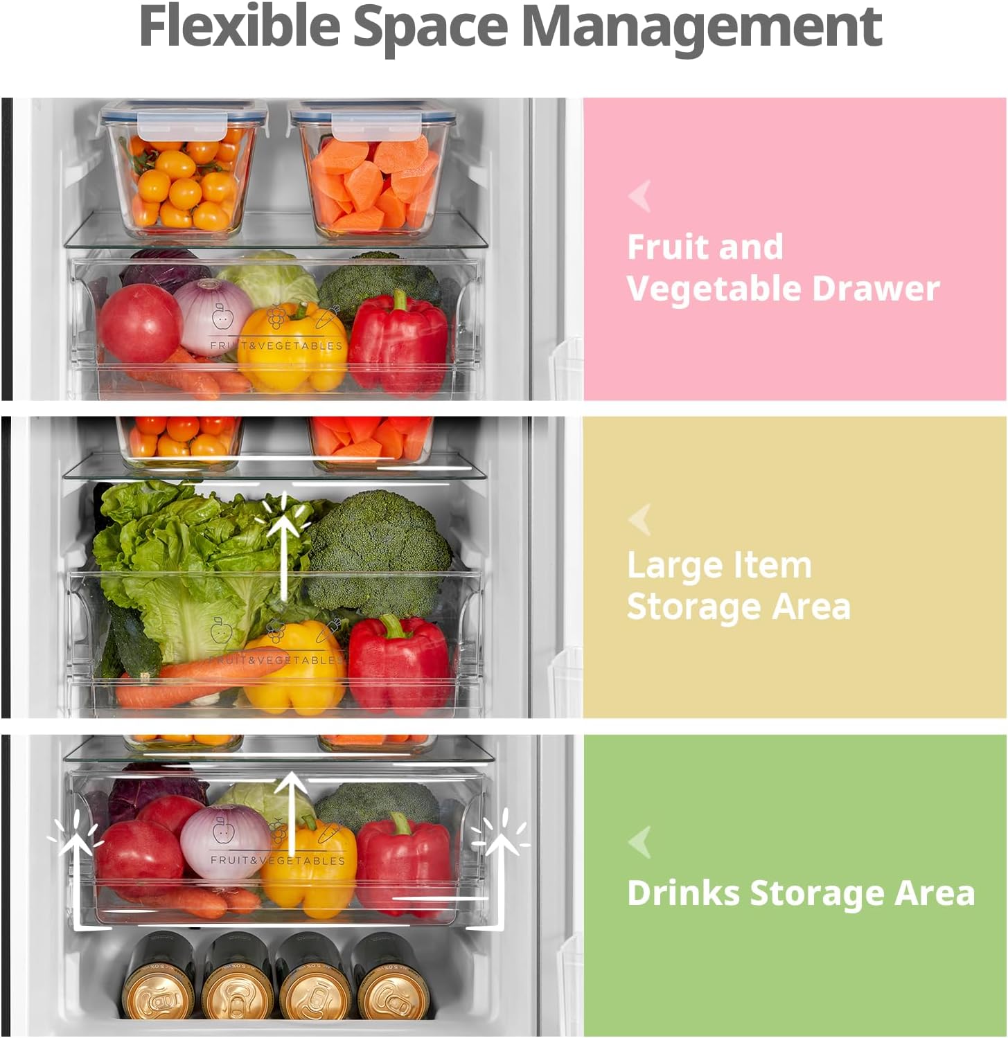 COMFEE RCB169BL2UK(E) | 174L Freestanding Fridge Freezer - Low Frost Black Refrigerator - Image 5