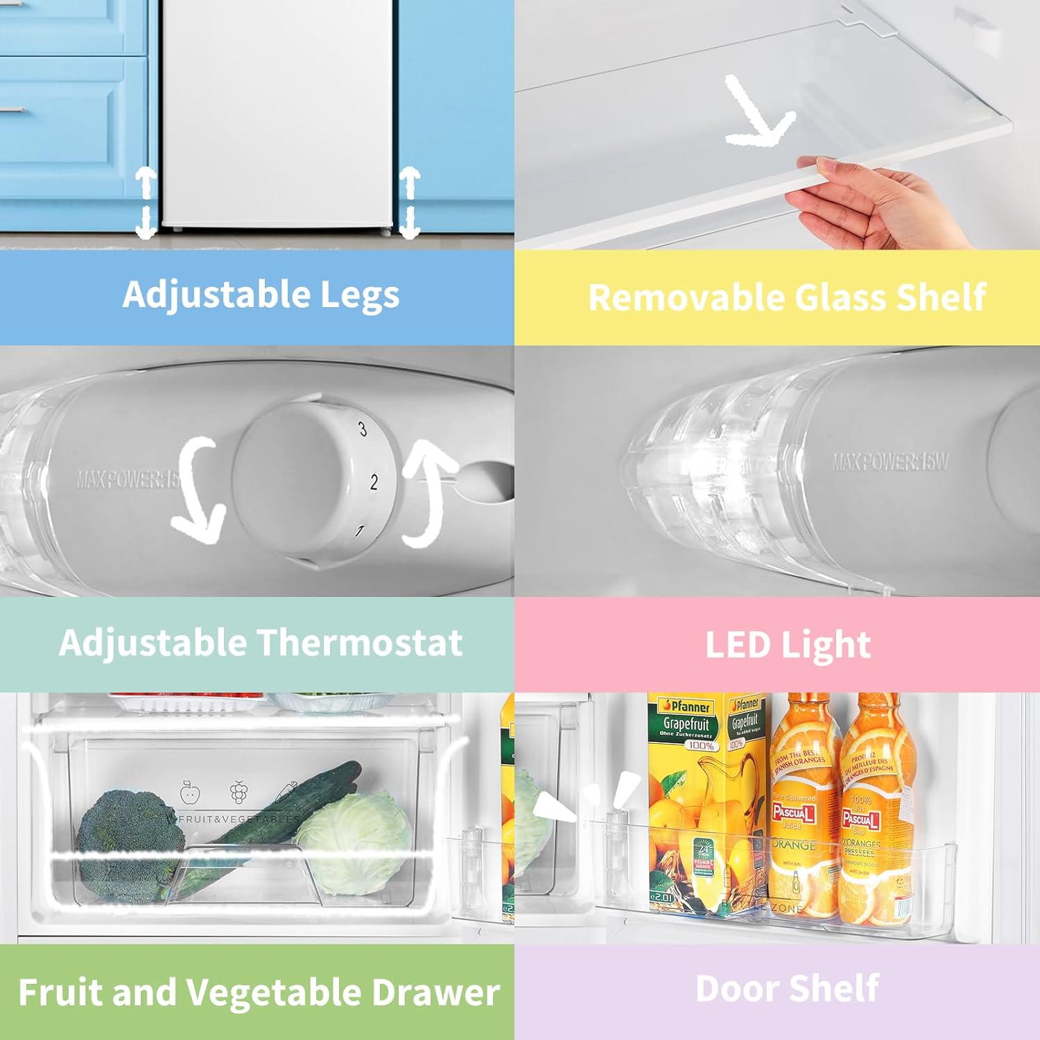 COMFEE RCD133WH2(E) | 131L Under Counter Larder Fridge - Freestanding White Refrigerator - Image 5