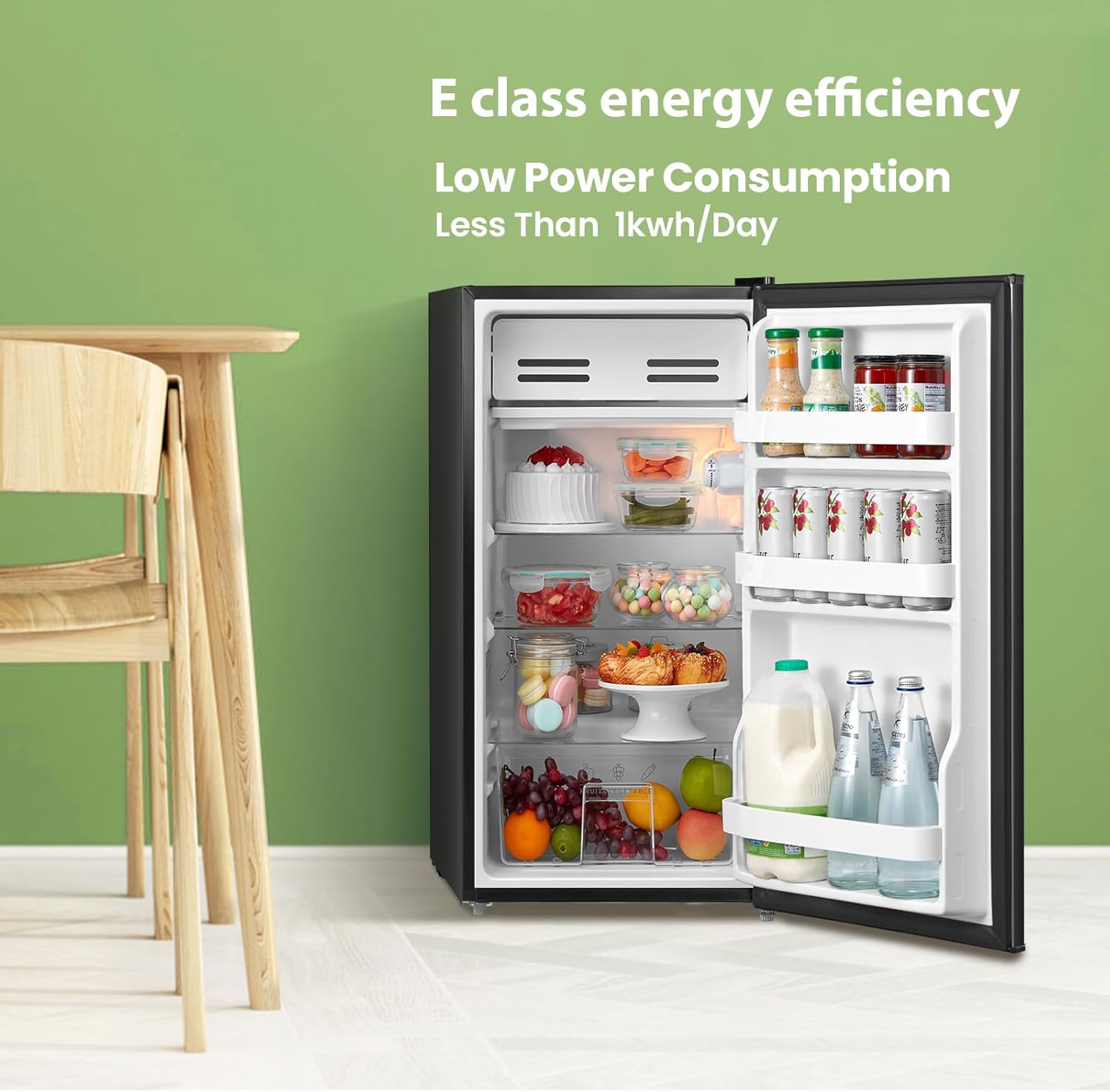 COMFEE RCD133WH2(E) | 131L Under Counter Larder Fridge - Freestanding Black Refrigerator - Image 8