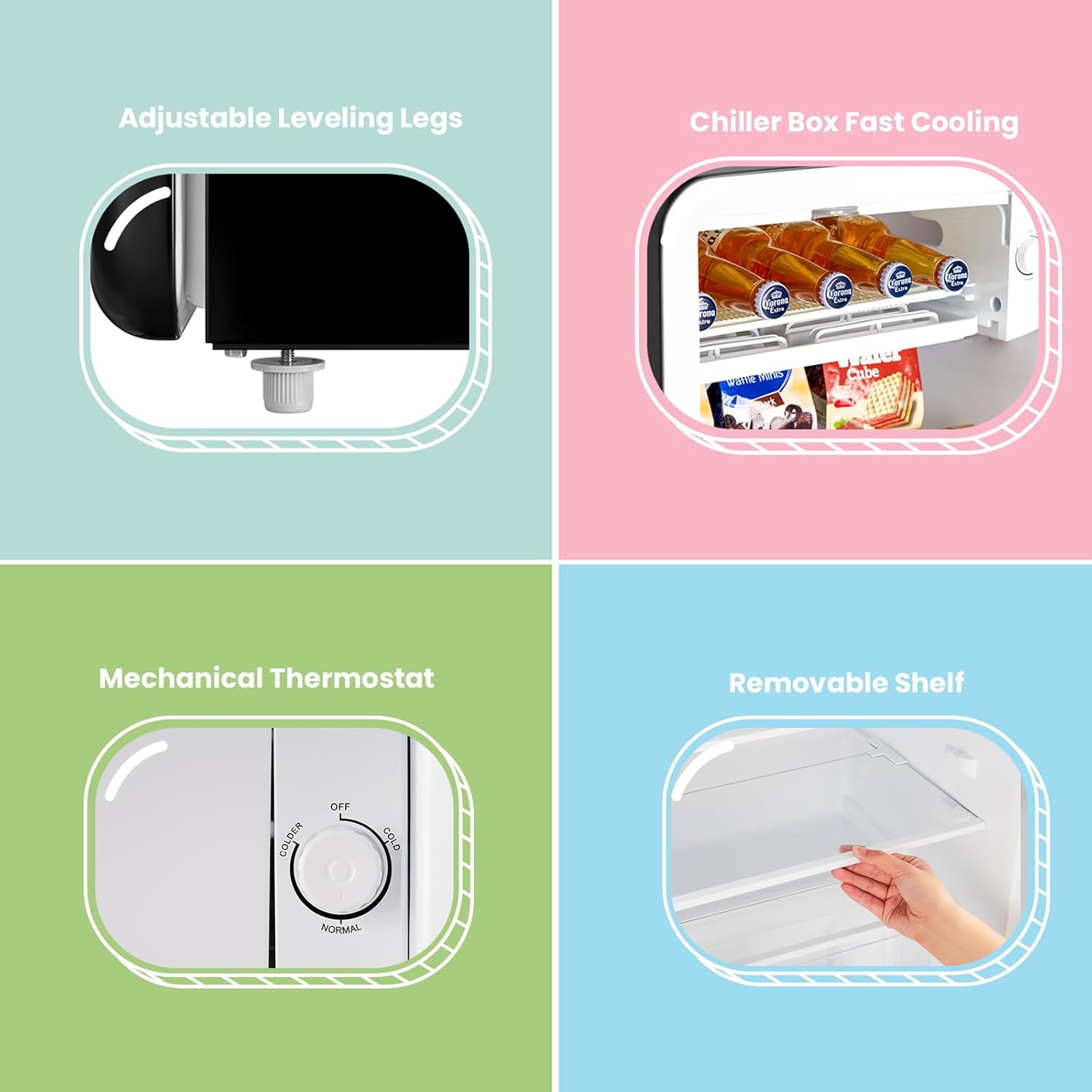 COMFEE RCD93BL2UKRT(E) | 93L Retro Under Counter Fridge - Vintage Style Black with Chiller Box - Image 6