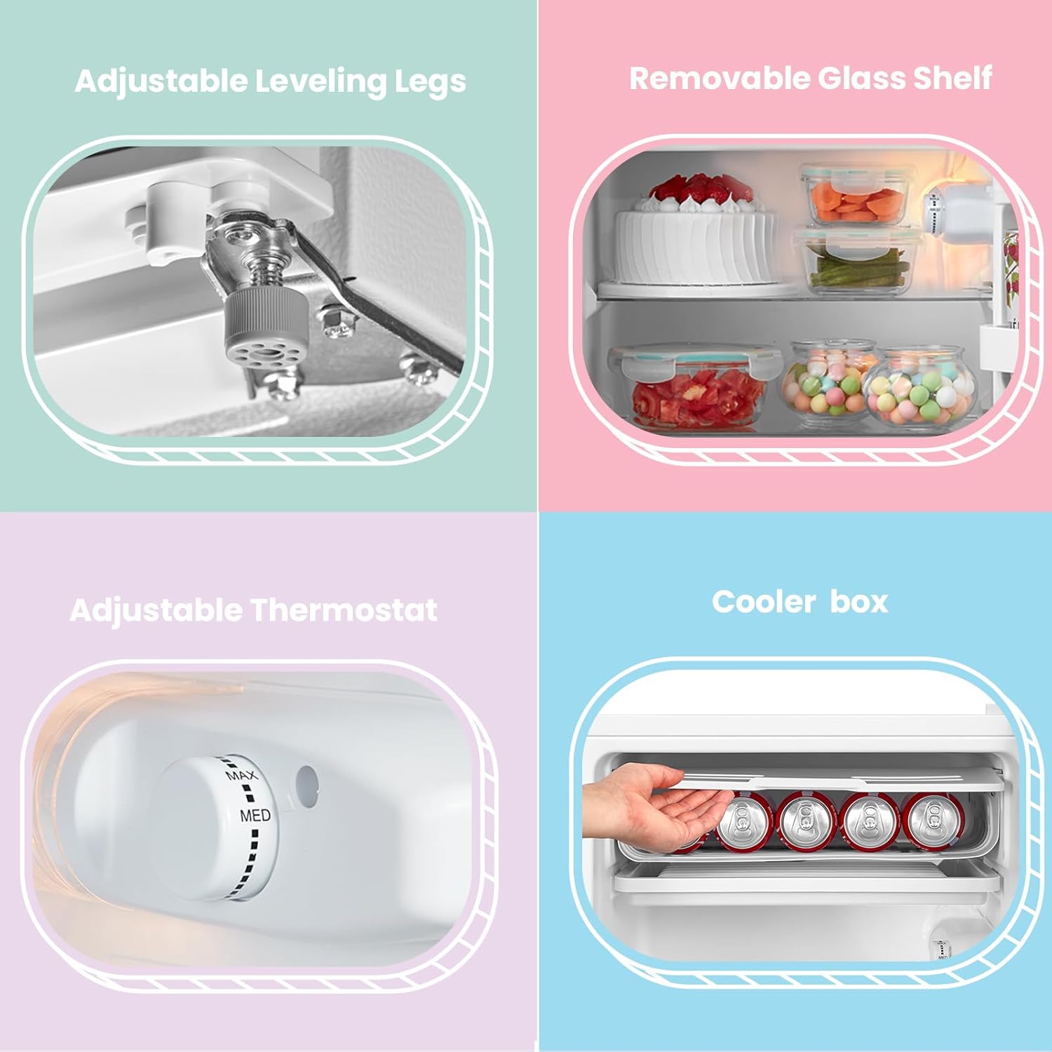 COMFEE' RCD93WH2(E) Under Counter Fridge 93L | Black | Cooler Box | Reversible Door - Image 3