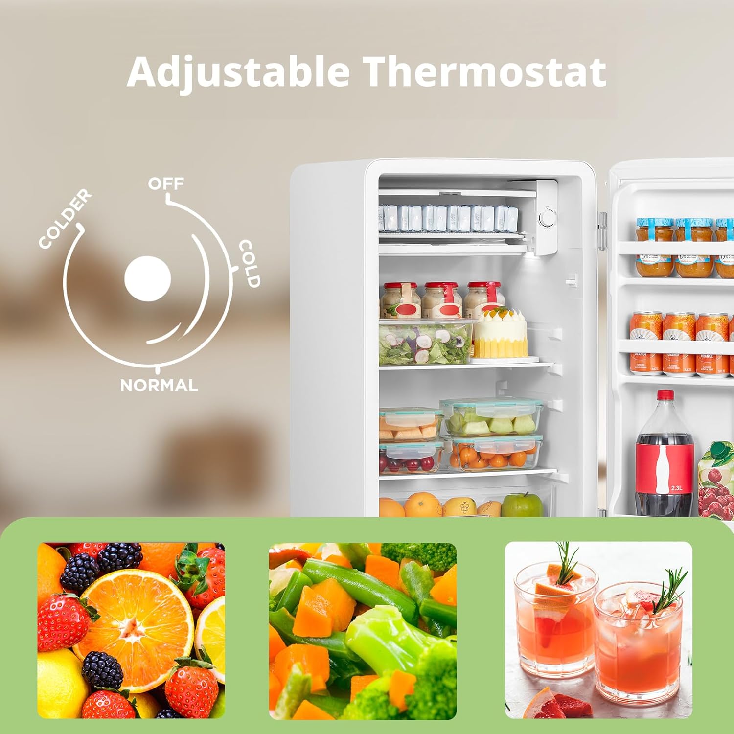 COMFEE RCD93BL2UKRT(E) | 93L Retro Under Counter Fridge - Vintage Style White with Chiller Box - Image 8