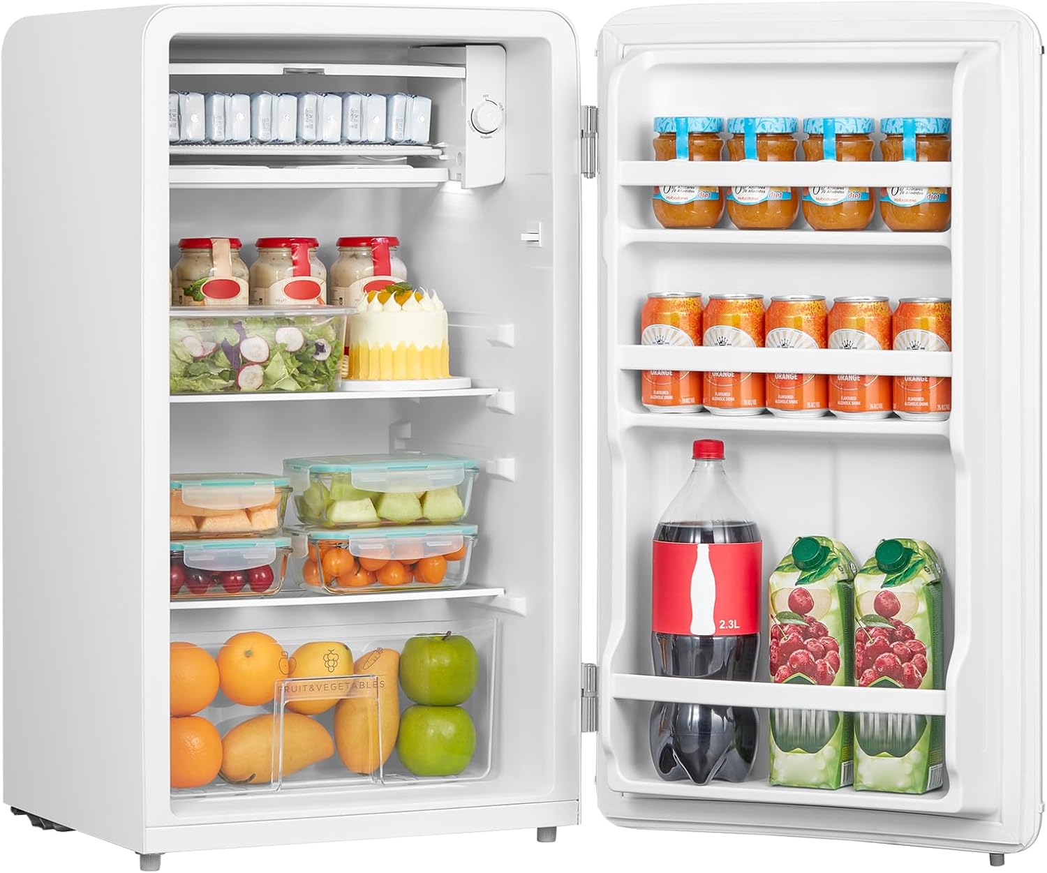 COMFEE RCD93BL2UKRT(E) | 93L Retro Under Counter Fridge - Vintage Style White with Chiller Box