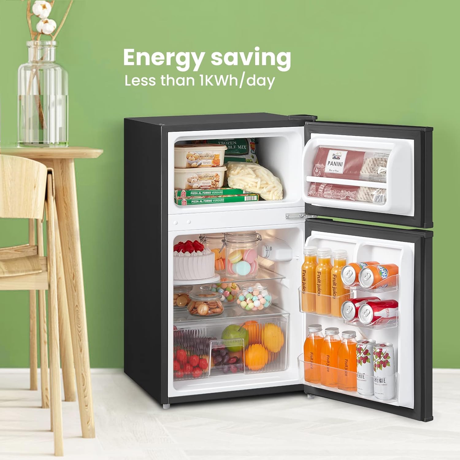 COMFEE RCT87WH1(E) | 87L Compact Under Counter Fridge Freezer - Freezer-on-Top Black - Image 6