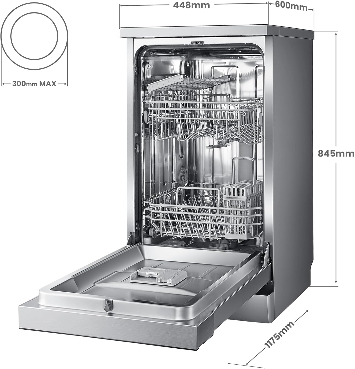 COMFEE' Slimline 45cm Stainless Steel | 44dB Quiet Dishwasher - Image 2