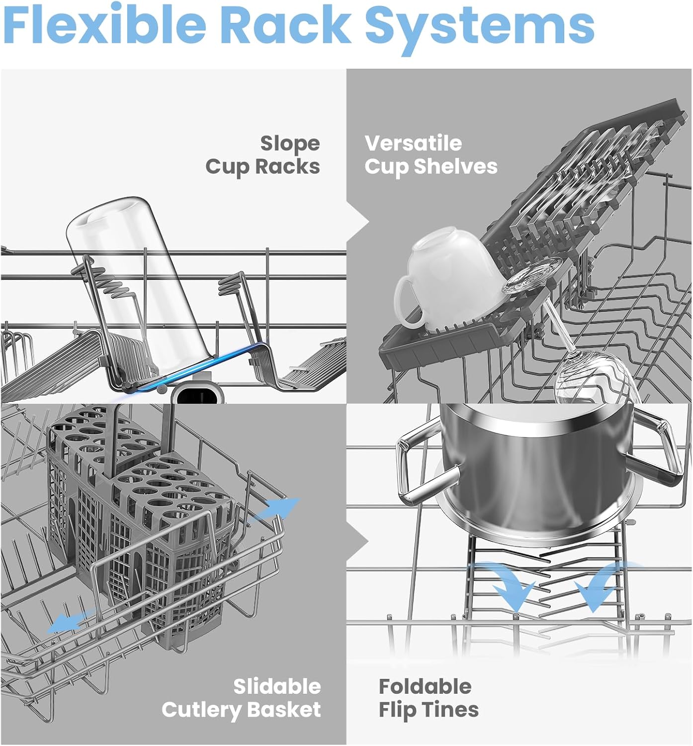COMFEE' Slimline 45cm Stainless Steel | 44dB Quiet Dishwasher - Image 8
