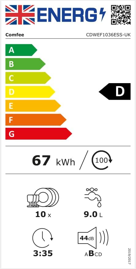 COMFEE' Slimline 45cm Stainless Steel | 44dB Quiet Dishwasher - Image 9
