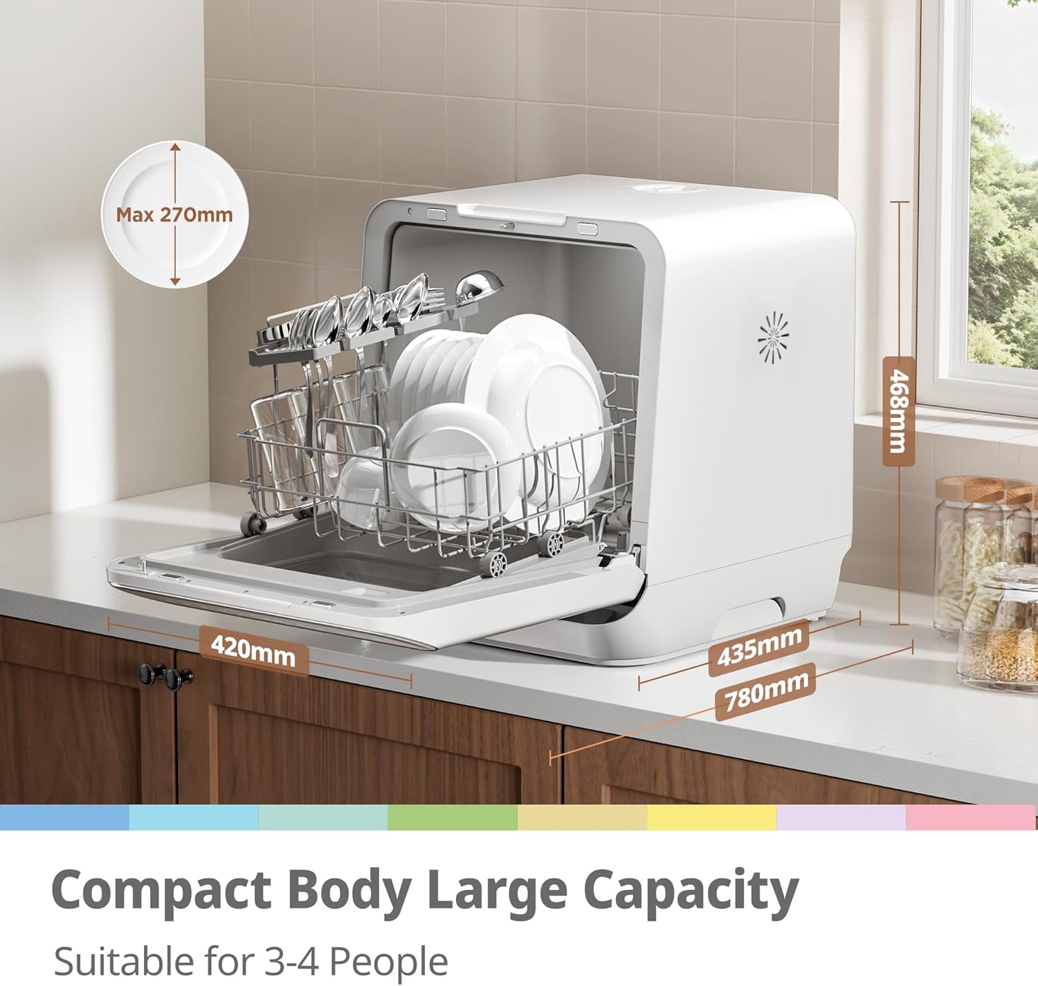 COMFEE' Table Top Dishwasher | 7+3 Programs, No Plumbing, 6L Water Tank - Image 3