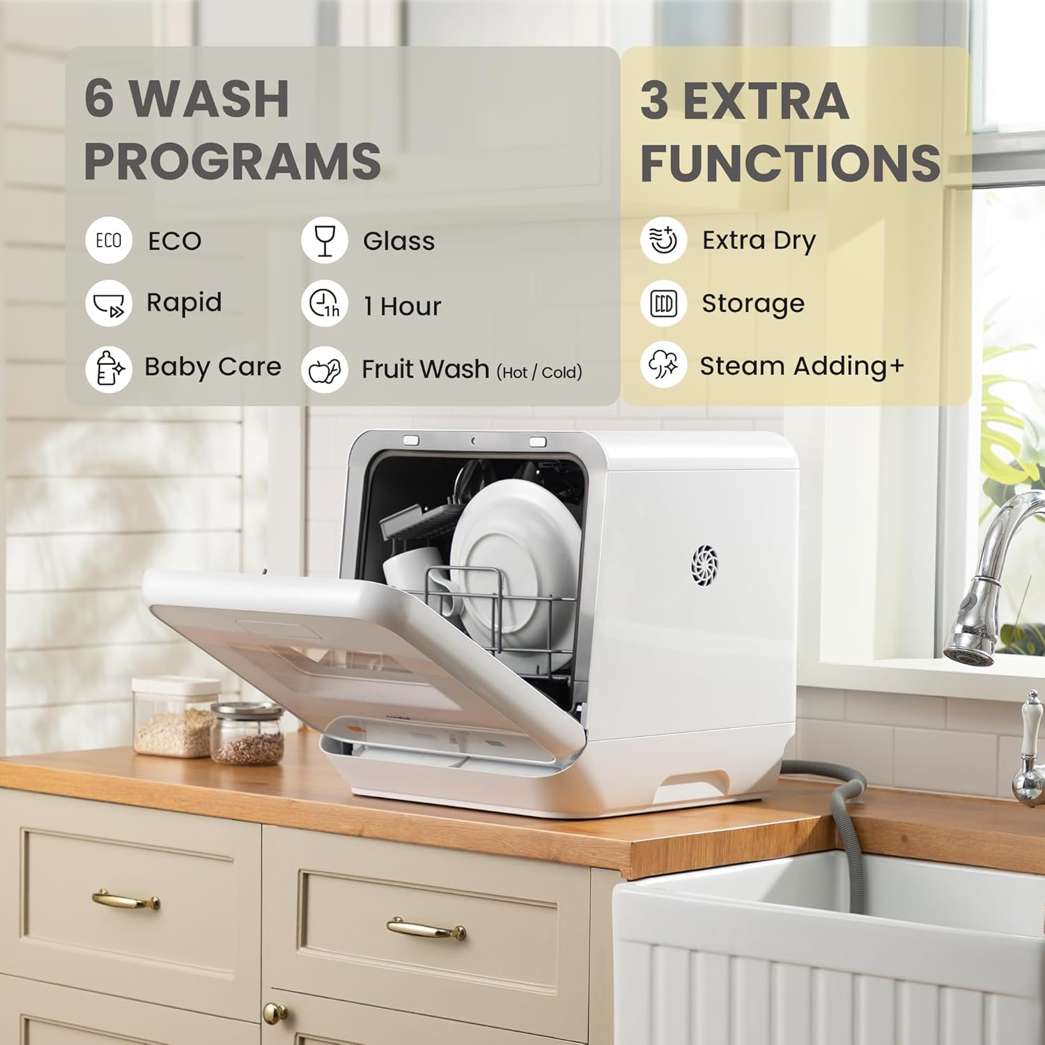 COMFEE' Table Top Dishwasher 6+3 Programs - Image 3