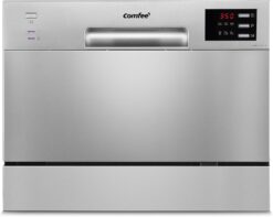 COMFEE' Table Top Dishwasher 6 Place Settings Silver | Mini Countertop Dishwasher with LED Display & Delay Start