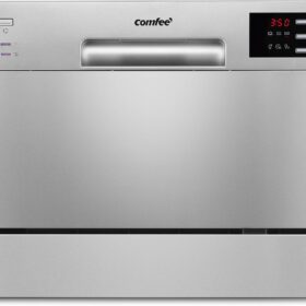 COMFEE’ Table Top Dishwasher 6 Place Settings Silver | Mini Countertop Dishwasher with LED Display & Delay Start