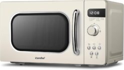 COMFEE' 20L Retro Microwave | 800W with 8 Auto Presets – Apricot Cream