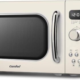 COMFEE’ 20L Retro Microwave | 800W with 8 Auto Presets – Apricot Cream