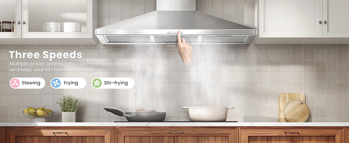 COMFEE 90cm Black Chimney Cooker Hood PYRA17B-90 | 400m³/h - Image 3