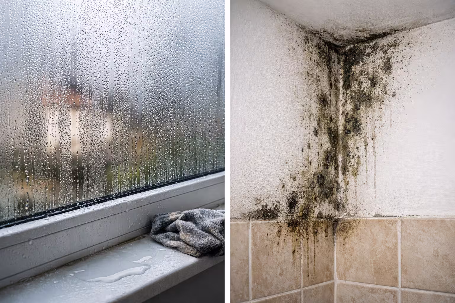 Condensation sur fenêtre : signe d'humidité excessive dans un logement nécessitant un déshumidificateur