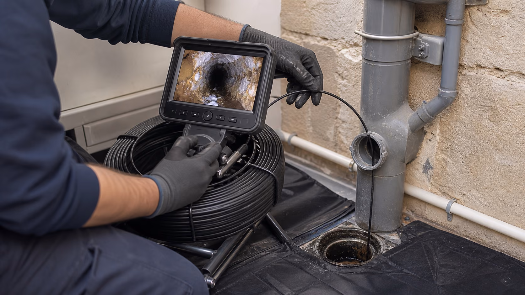 Inspection vidéo d’une canalisation bouchée à Bordeaux avec une caméra professionnelle